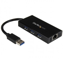 Startech.com hub usb 3.0 de aluminio con cable - concentrador de 3 puertos usb con adaptador de red ethernet gigabit externo - hub - 3 x superspeed usb 3.0 + 1 x 10/100/1000 - sobremesa - p