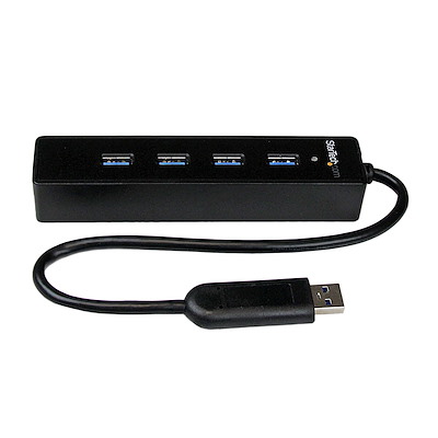 Startech.com adaptador concentrador hub ladrón usb 3.0 super speed 4 puertos salidas portátil para laptop ordenador - negro - hub - 4 x superspeed usb 3.0 - sobremesa - para p/n: fcreadmicr