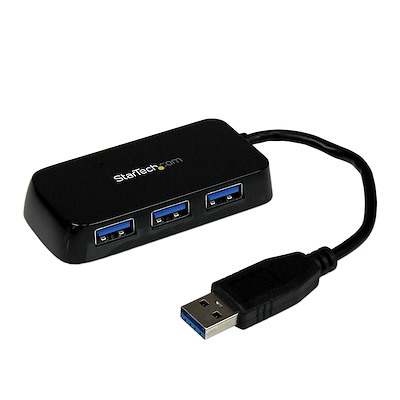 Startech.com adaptador concentrador hub ladrón usb 3.0 super speed 4 puertos salidas portátil para ordenador portátil - negro (st4300minu3b) - hub - 4 x superspeed usb 3.0 - sobremesa - par