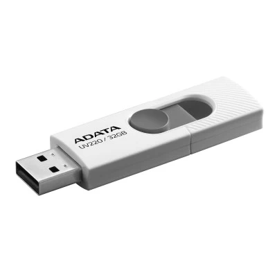 Memoria Usb ADATA UV220 32GB, 2.0, Factor de forma Deslizar, Color Gris/Blanco