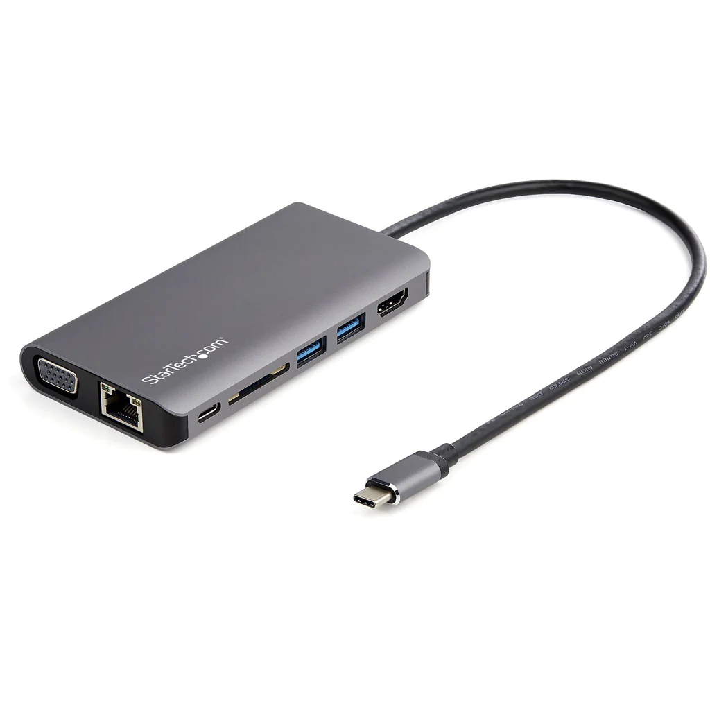 Startech.com adaptador multipuertos usb-c con hdmi o vga y cable de conexión largo - mini docking station usb tipo c con lector sd (dkt30chvausp) - estación de conexión - usb-c - vga, hdmi
