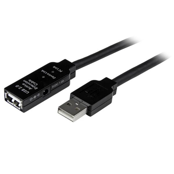 Startech.com cable de extensión alargador de 10m usb 2.0 hi speed alta velocidad activo amplificado - macho a hembra usb a - negro - cable alargador usb - usb (h) a usb (m) - usb 2.0 - 10 m