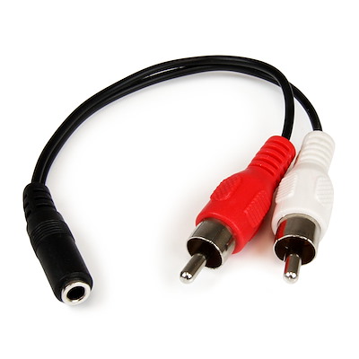 Startech.com cable adaptador de 15cm de audio estéreo mini jack de 3,5mm hembra a 2x rca macho - cable de audio - rca x 2 macho a mini-phone stereo 3.5 mm hembra - 15.24 cm - negro - para p