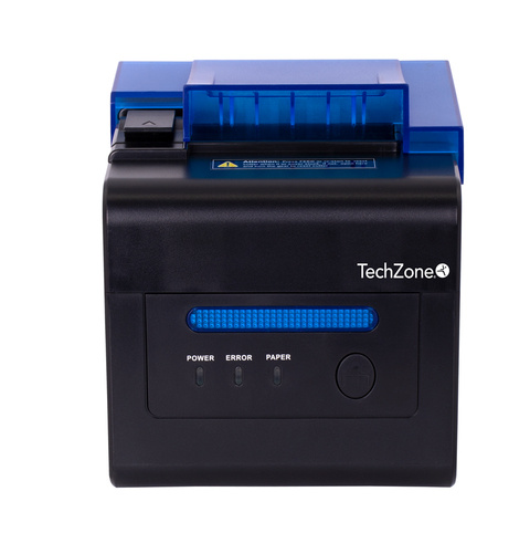 Impresora de Tickets, TechZone TZBE302E, Térmico, 512 x 576DPI, USB, RJ-11, RJ45, Negro/Azul